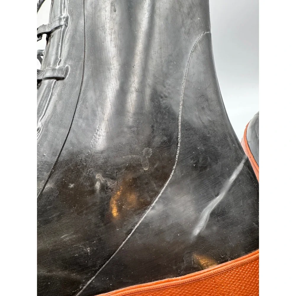 Ironwear Mens 5-Buckle Rubber Overboots‎ Black Orange Waterproof Boots Size 11